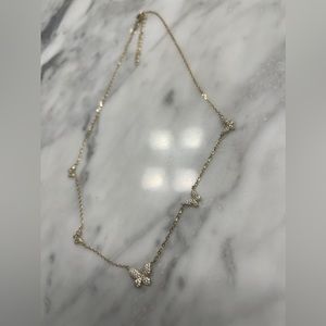Gold rhinestone butterfly choker necklace